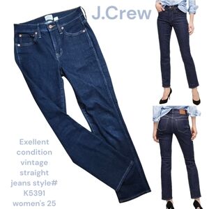 J. Crew Women's vintage straight Leg jeans Dark Wash #K5391 Stretch 25 EUC